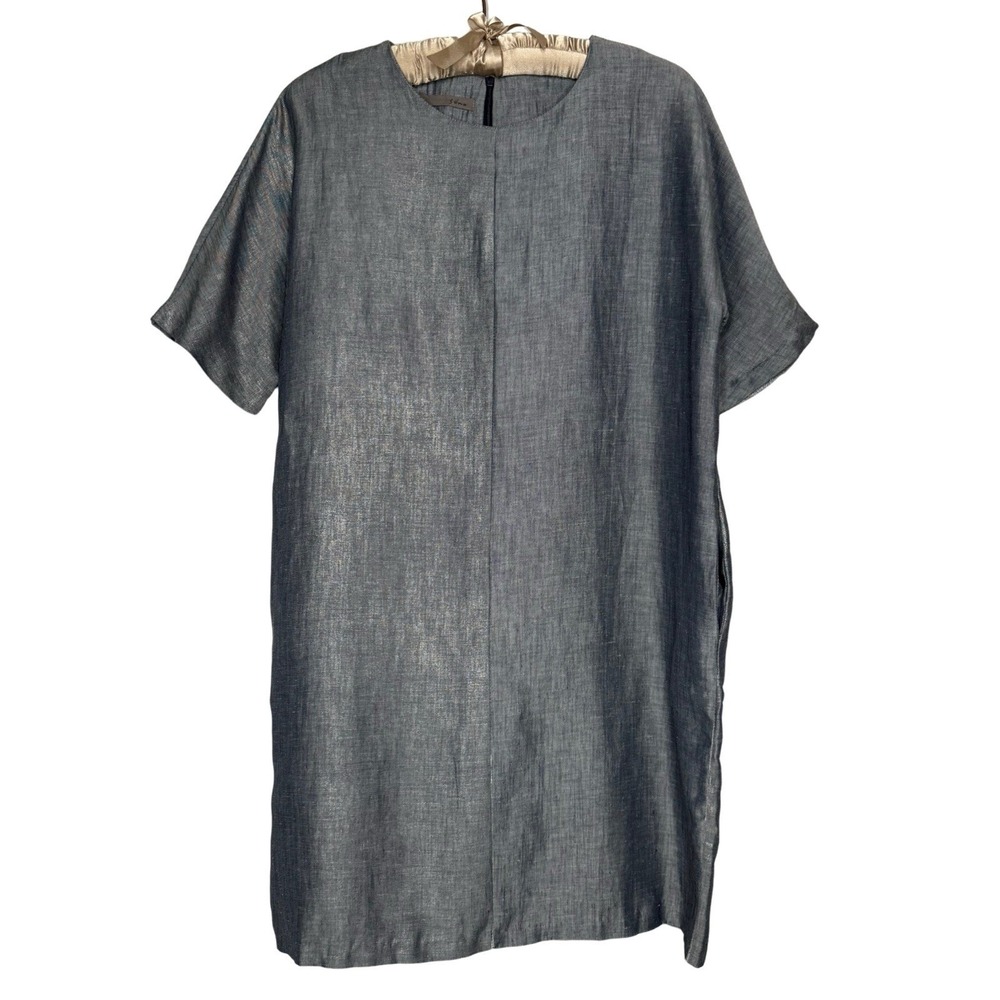 SUNO Linen Shift Tunic‎ Dress L Pockets Lagenlook Boxy Ethically Made $695
